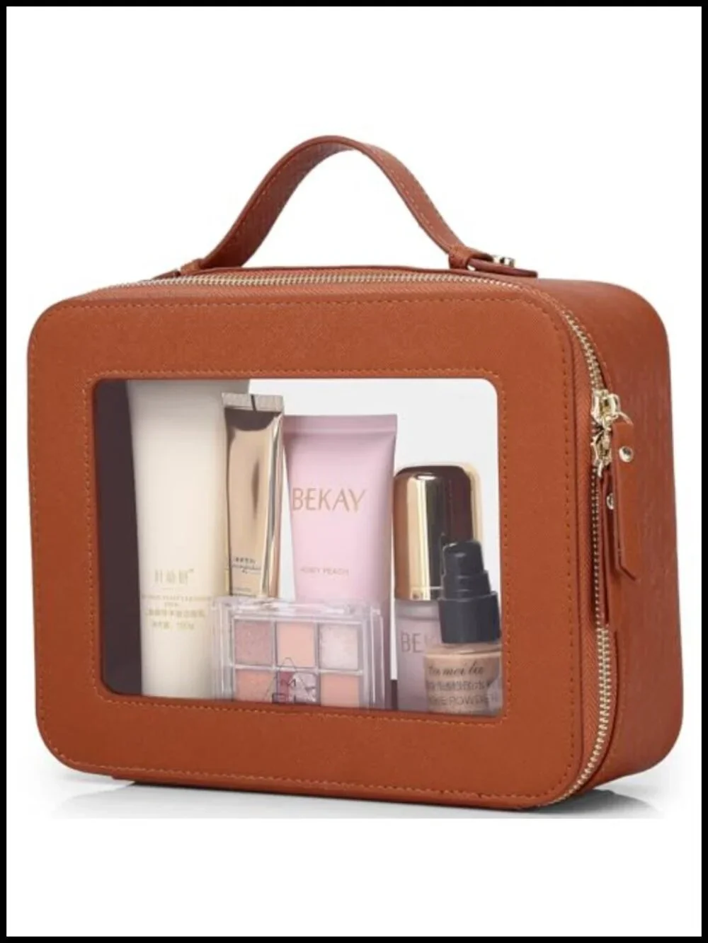 Clear Makeup Bag with Mahjong Tiles Print, Waterproof PU, Travel Cosmetic Case
